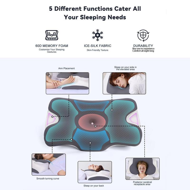 VIPfree Cervical Support Pillow - Adjustable Ergonomic Memory Foam with Breathable Removable Pillowcase & Free Gift - OEKO-TEX Certified Quality Sleep Solution
