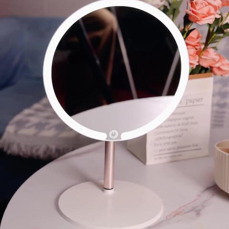 8.5" Lighted Makeup Mirror, Rechargeable Vanity Mirror with 3 Color Lights, Touch Dimmable, Portable for Travel