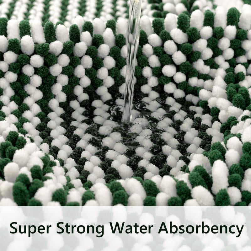 Green Bathroom Rug Set, 3-Piece Ultra Soft Non-Slip Chenille Bath Mats, Plush Absorbent Toilet & Floor Mats