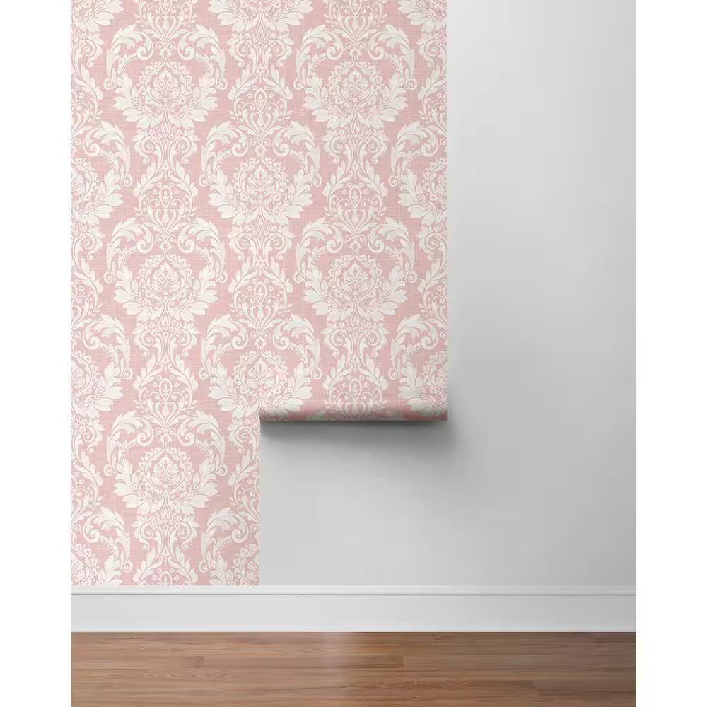 Light Pink Cora Damask Vinyl Peel and Stick Wallpaper Roll (Covers 30.75 sq. ft.)