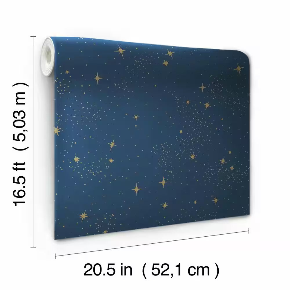 Upon A Star Navy Vinyl Peel & Stick Wallpaper Roll (Covers 28.18 Sq. Ft.)