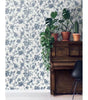 Navy Blue Jasmine Chinoiserie Vinyl Peel and Stick Wallpaper Roll 40.5 sq. ft. 
