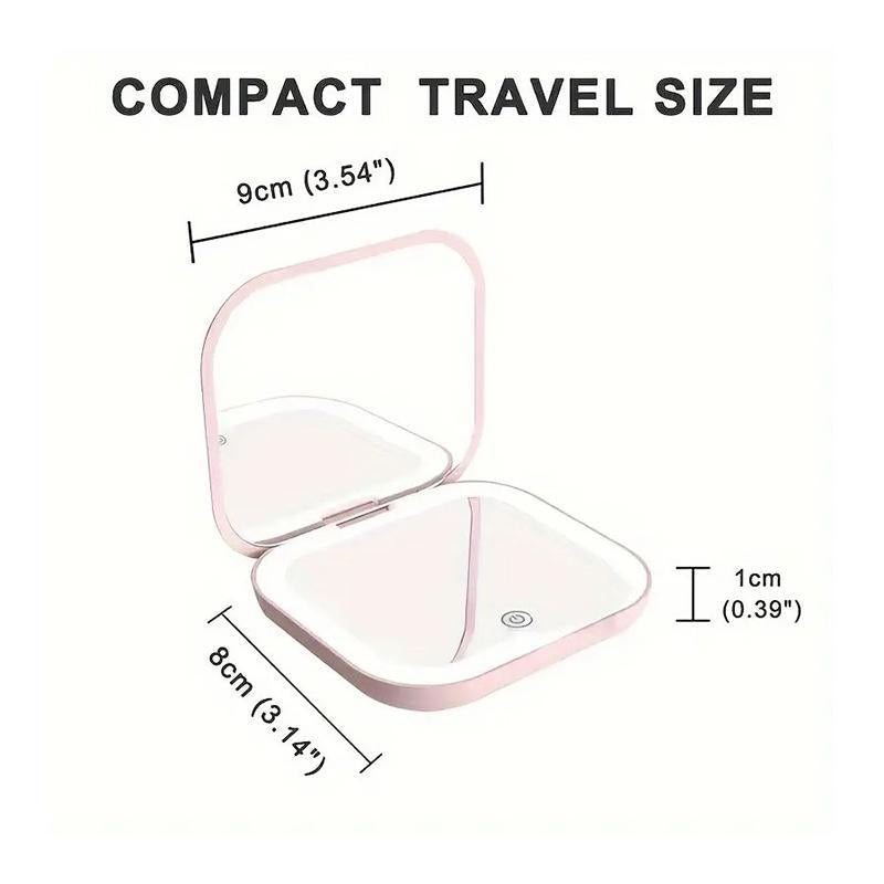 Portable LED Makeup Mirror – Compact Rechargeable Pocket Mirror with Light for Travel & On-the-Go Makeup