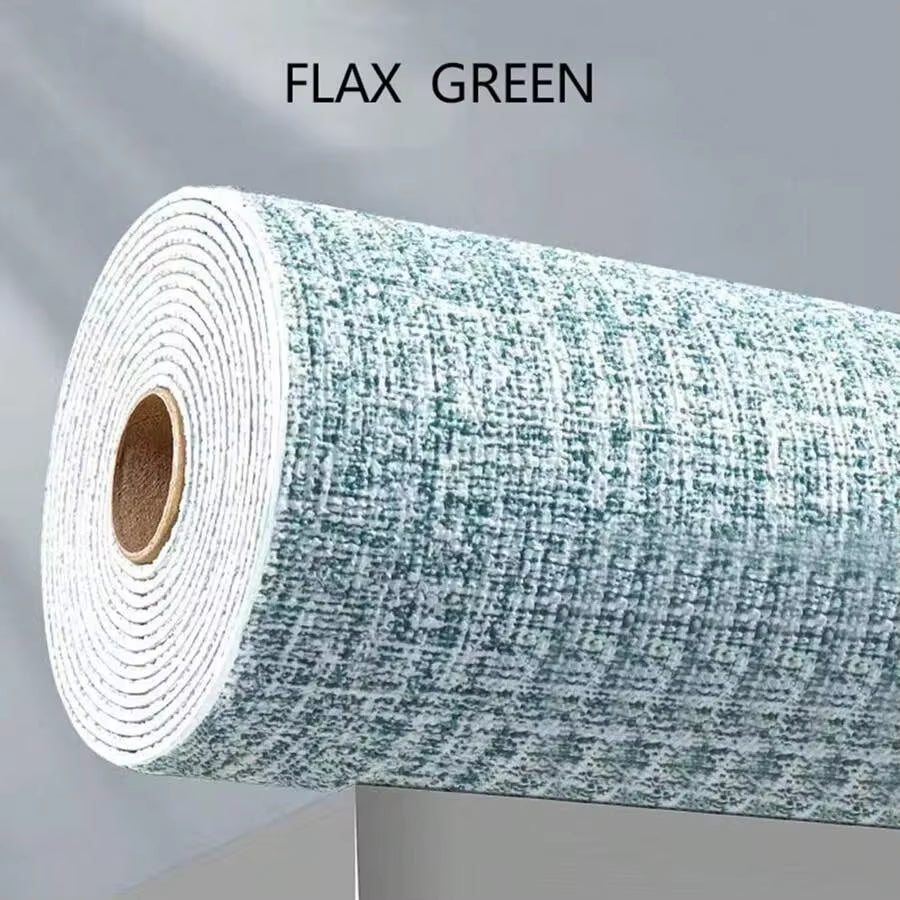 3D Self-Adhesive Linen Wallpaper Continuous Waterproof Wall Stickers Living Room Bedroom Kitchen Cabinet Waterproof Wall Sticker