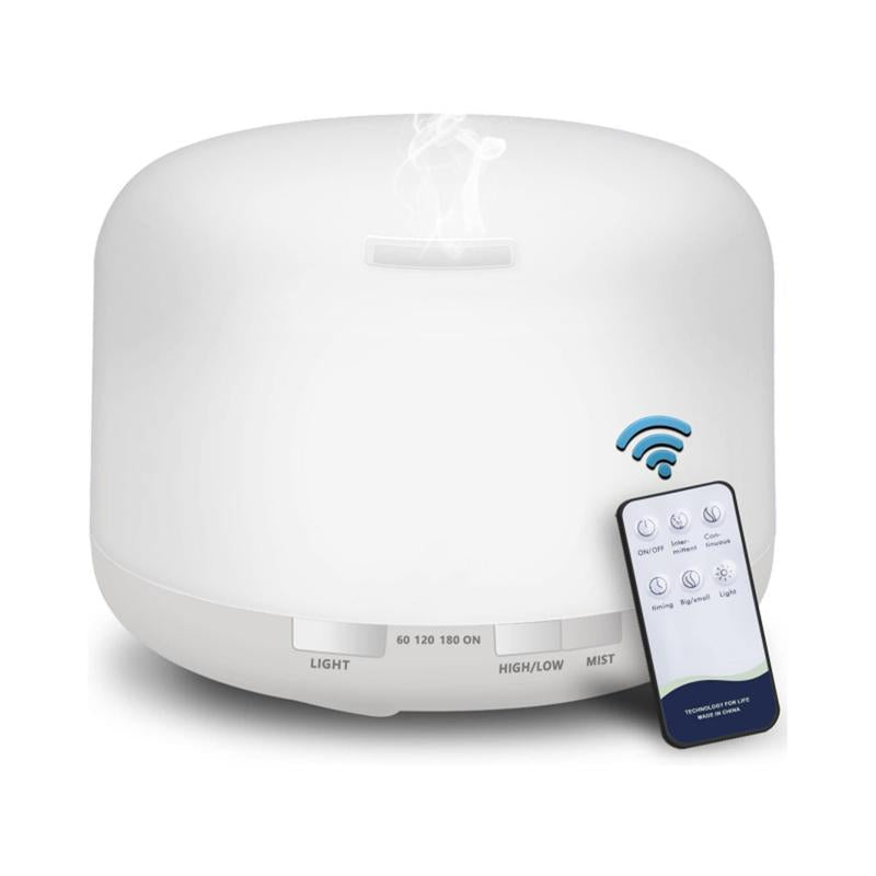 Essential Oil Diffuser, 500ml Essential Oil Diffuser, Aromatherapy Diffuser with Timer and 7 Ambient Lights No Water Auto Off, Diffuser Large Room Home Office