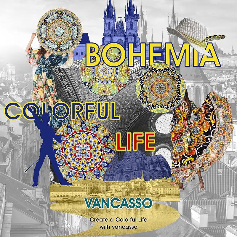 Vancasso Ceramic Bowls Set of 6 – 12oz & 26oz Colorful Cereal, Soup, Salad, Pasta, Oatmeal, and Dessert Bowls, Dishwasher & Microwave Safe