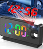 LED Digital Alarm Clock with Time Projection, Temperature Display, Multi-Dimming, Snooze Function, 12/24H, Modern Digital Clock for Bedroom & Office