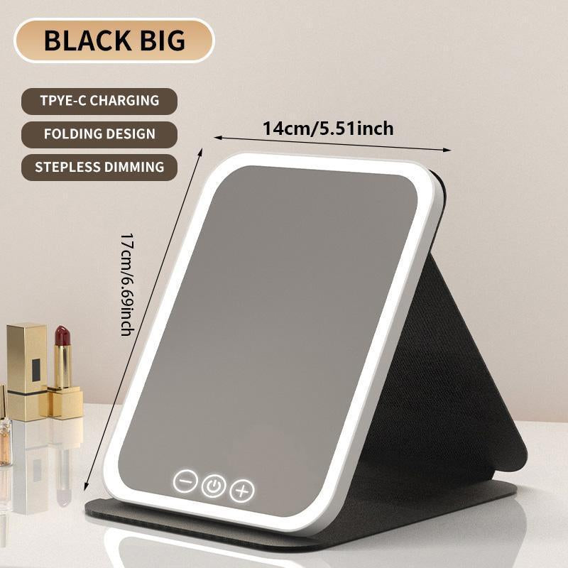LED Makeup Mirror, Portable Foldable Lighted Mirror for Desk, Dorm, Office, Cosmetic Use