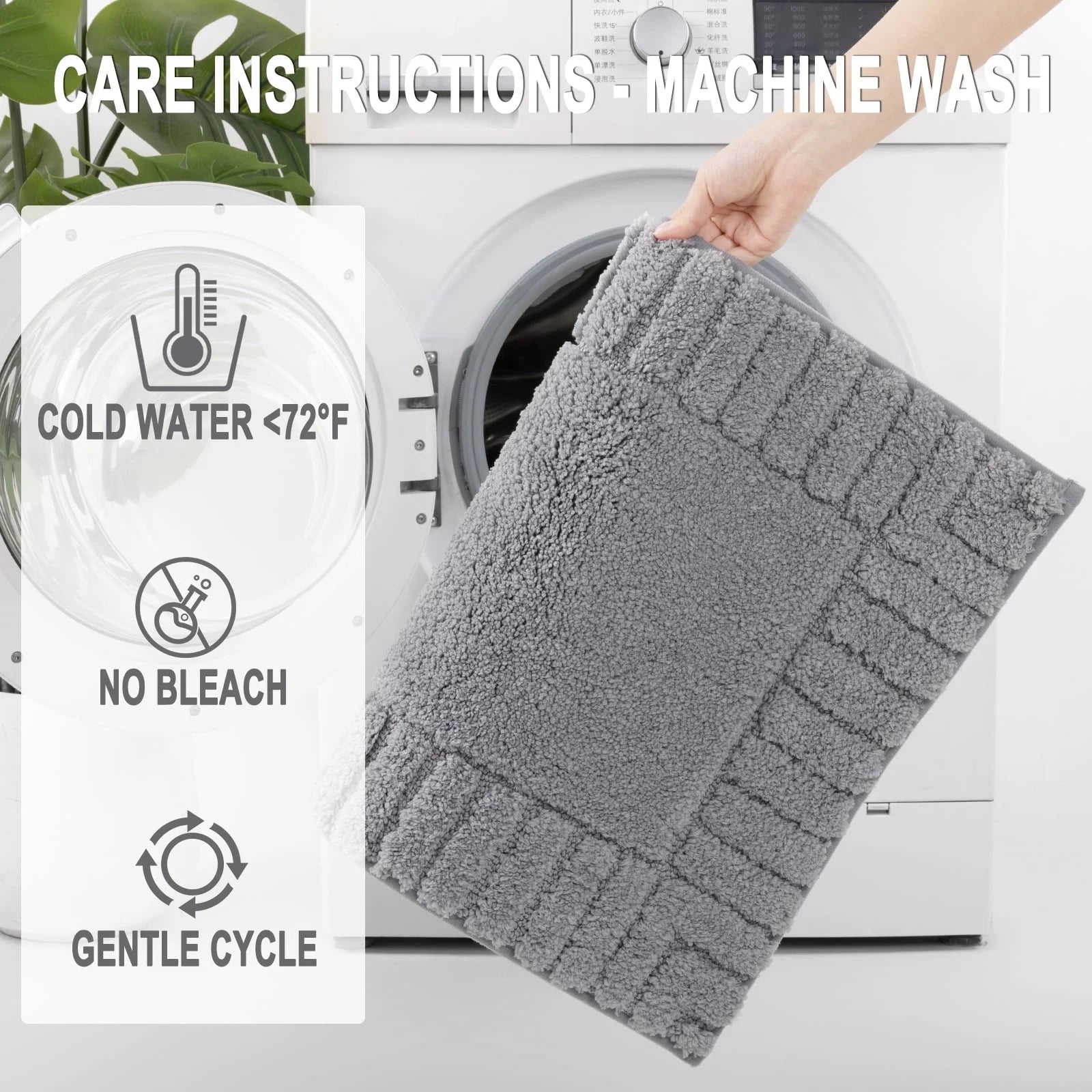 Bathroom Rugs Set of 4 Piece, Bath Mats, Microfiber Non Slip Shaggy Ultra Soft Bathroom Runner with U Shaped Contour Toilet Mat for Bathroom, Shower Inside Floor, Gray