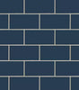 Navy Blue Retro Subway Tile Vinyl Peel and Stick Wallpaper Roll 30.75 sq. ft.