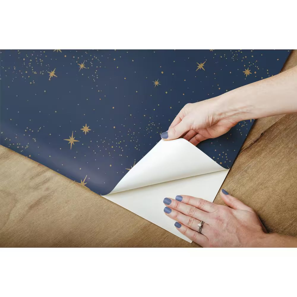 Upon A Star Navy Vinyl Peel & Stick Wallpaper Roll (Covers 28.18 Sq. Ft.)