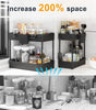 2-Pack Under Sink Organizer with Hooks and Hanging Cups – Multi-Purpose Storage Shelf for Bathroom and Kitchen Cabinets, Black”