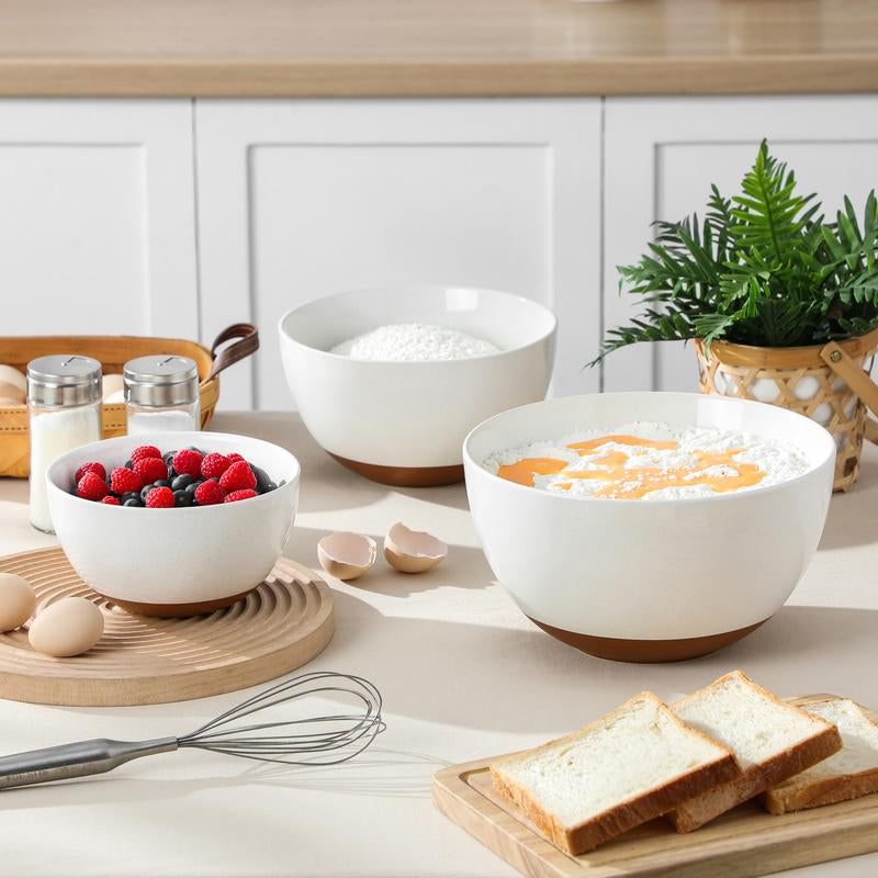 MALACASA Ceramic Large Mixing Bowls, Large Serving Bowls for Cooking, Prepping, Baking, Salad, Soup, Popcorn, Pasta, Nesting Bowls Set of 3, 4.38/2.5/1.44 Qt, Oven, Microwave and Dishwasher Safe Tiktokshopblackfriday