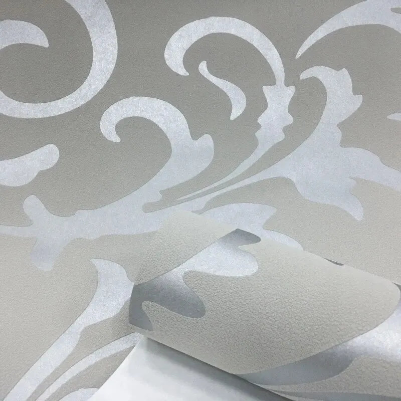 3D Grey Victorian Damask PVC Peel and Stick Wallpaper