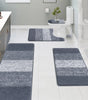 Traditional 4 Piece Microfiber Washable Bathroom Rug Set, Grey