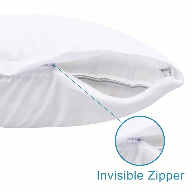 Bedsum Luxury 4 Pack Waterproof Pillow Protector with Zippered Closure,Hypoallergenic-White