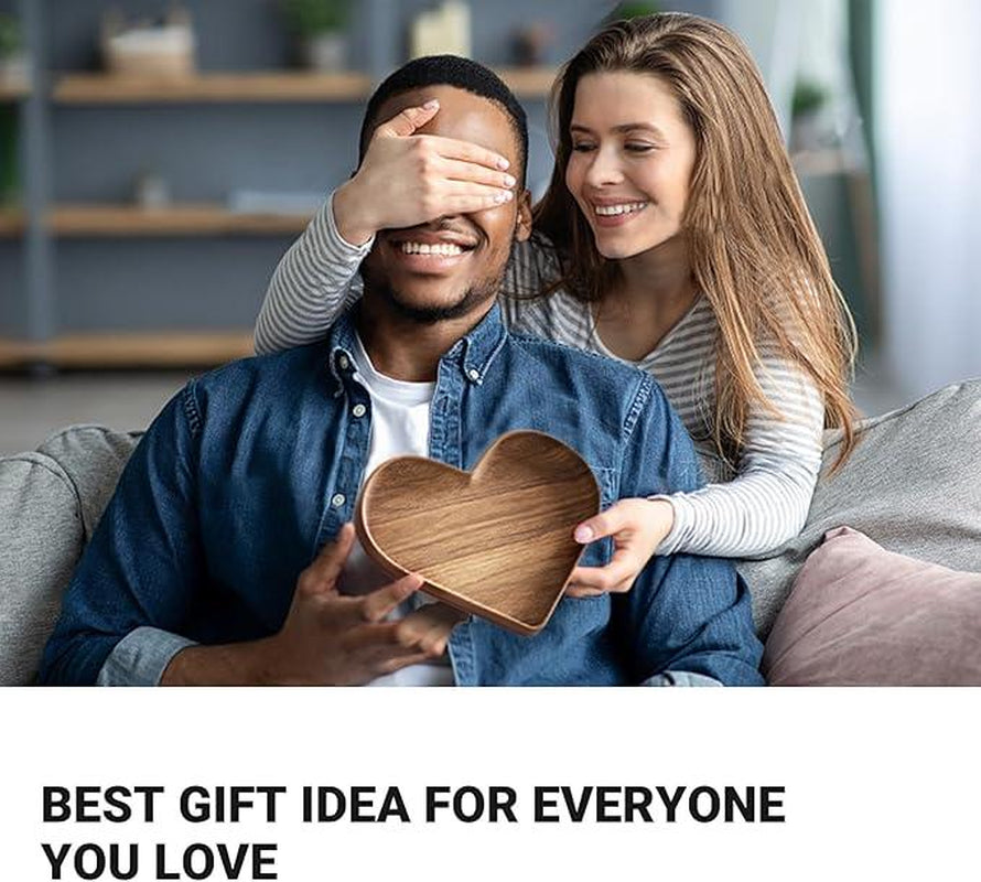 Afternoon Tea Snack Plate Candle Tray Decorative Tray Jewelry Accessories Tray Wooden Heart Shaped Trays Coffee Table Decor Home Party Wedding Décor Warming House Gift (9.4"X9"X0.79")