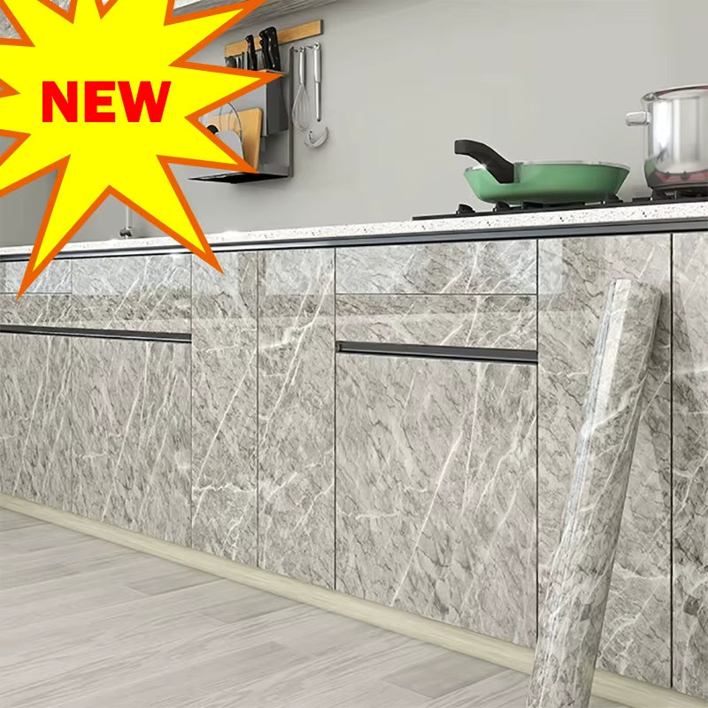 Heat-Resistant Oil-Proof Marble Peel and Stick Kitchen Countertop Wallpaper