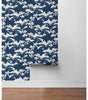 Cyprus Blossom Navy Blue and Grey Floral Vinyl Peel and Stick Wallpaper Roll