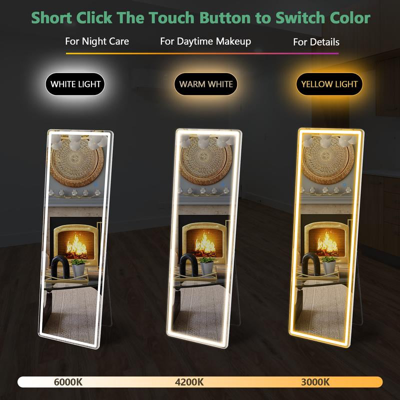 RIMIKING LED Full-Length Mirror with Smart Touch Control,Durable & Safe Design,Multi-Functional Use,Space-Saving Installation, FYLED-2164N