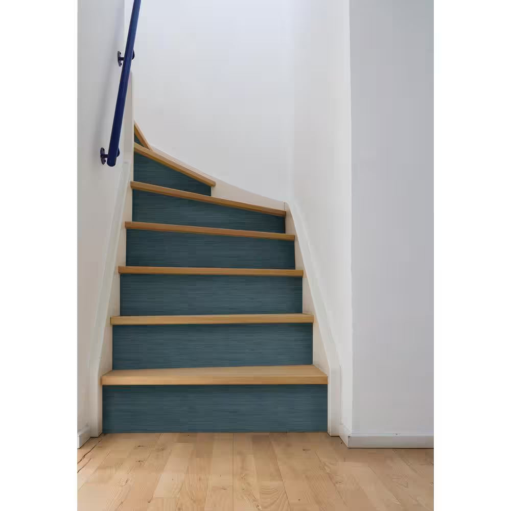 Blue Luxe Faux Grasscloth Vinyl Peel and Stick Wallpaper Roll
