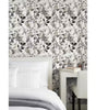 Black Breezy Floral Botanical Vinyl Peel and Stick Wallpaper Roll