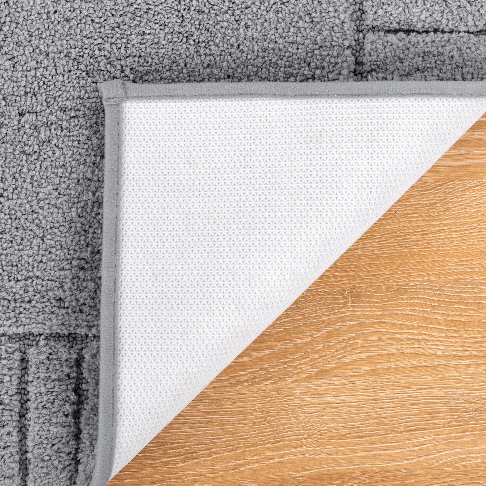 Bathroom Rugs Set of 4 Piece, Bath Mats, Microfiber Non Slip Shaggy Ultra Soft Bathroom Runner with U Shaped Contour Toilet Mat for Bathroom, Shower Inside Floor, Gray