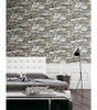 Grey and Taupe Stone Brick Vinyl Peel and Stick Wallpaper Roll (Covers 30.75 Sq. Ft.)