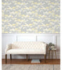 Buttercup and Grey Cyprus Blossom Vinyl Peel and Stick Wallpaper Roll 30.75 sq. ft.