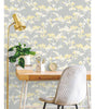 Buttercup and Grey Cyprus Blossom Vinyl Peel and Stick Wallpaper Roll 30.75 sq. ft.
