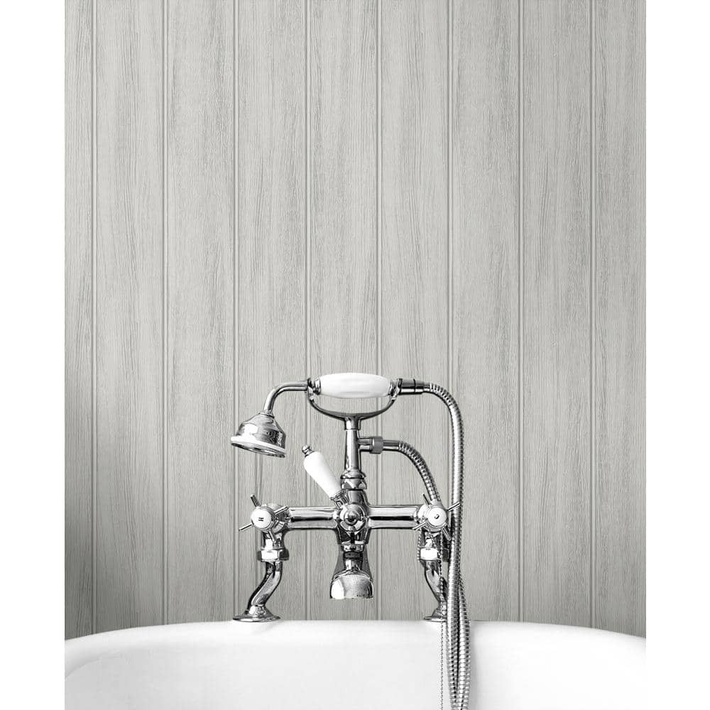 Weathered Grey Wood Panel Vinyl Peel and Stick Wallpaper Roll (Covers 30.75 sq. ft.)