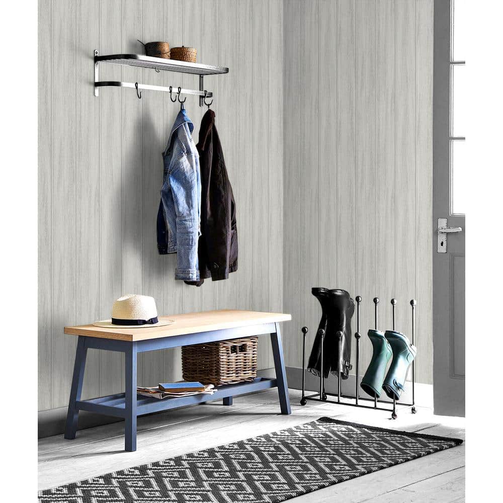 Weathered Grey Wood Panel Vinyl Peel and Stick Wallpaper Roll (Covers 30.75 sq. ft.)