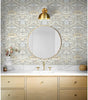 Daydream Grey and Pearl Blue Morris Flower Vinyl Peel and Stick Wallpaper Roll 30.75 sq. ft