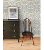 Daydream Grey and Pearl Blue Morris Flower Vinyl Peel and Stick Wallpaper Roll 30.75 sq. ft