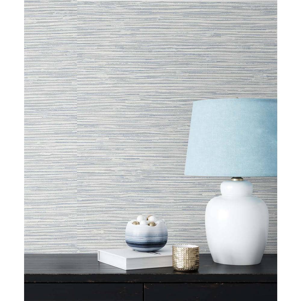 Dove Grey Faux Grasscloth Vinyl Peel and Stick Wallpaper Roll (30.75 sq. ft.)
