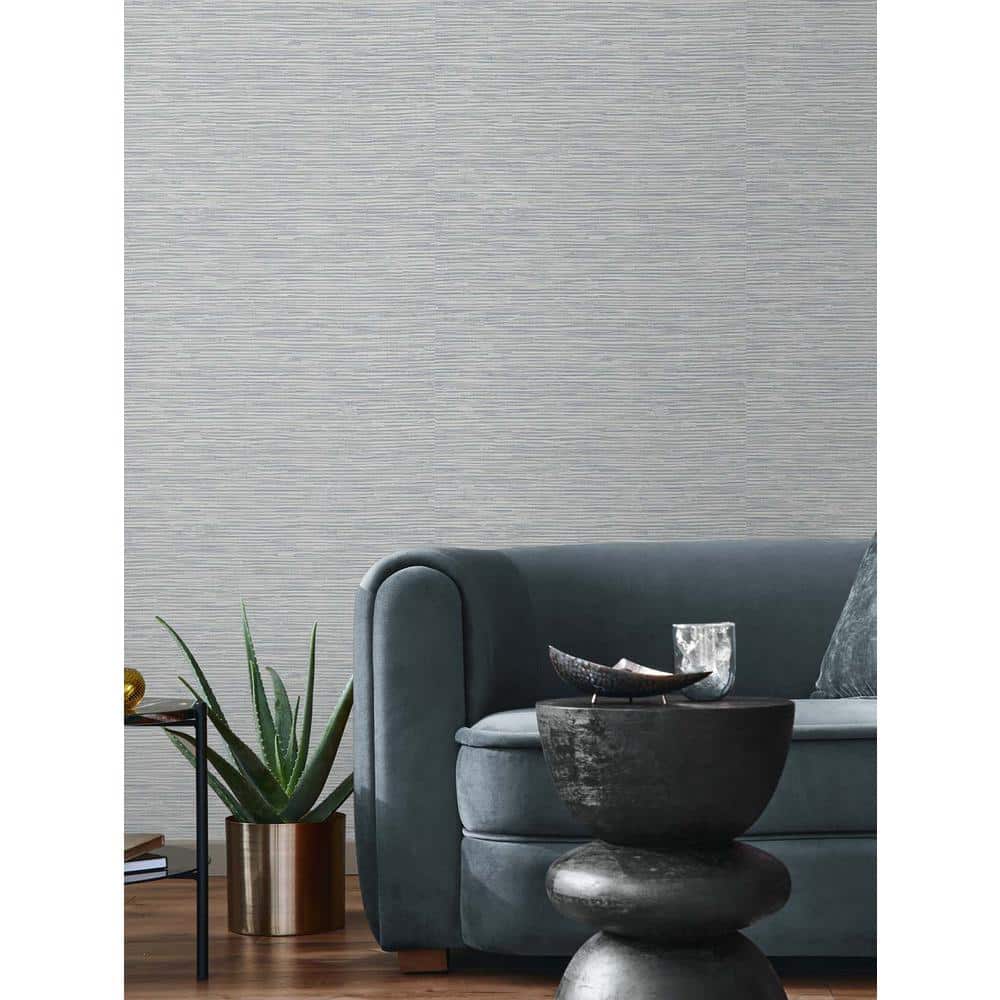 Dove Grey Faux Grasscloth Vinyl Peel and Stick Wallpaper Roll (30.75 sq. ft.)