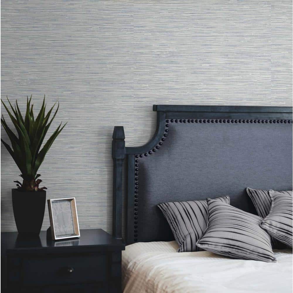 Dove Grey Faux Grasscloth Vinyl Peel and Stick Wallpaper Roll (30.75 sq. ft.)